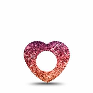 ExpressionMed Glittering Fall Ombre Freestyle Libre 2 and Libre 2 Plus Heart Shape Tape, Abbott Lingo,  Single Tape Dazzling Fall, Adhesive Patch CGM Design