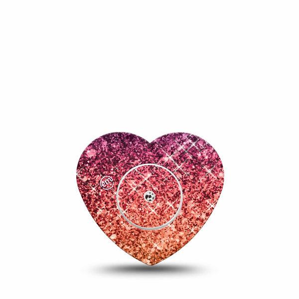 ExpressionMed Glittering Fall Ombre Freestyle Libre 2 and Libre 2 Plus Heart Shape Tape, Abbott Lingo,  Single Tape and Single Sticker Dazzling Fall, Adhesive Patch CGM Design