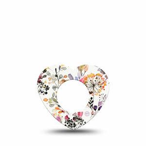 ExpressionMed Delicate Grasses Freestyle Libre 2 Heart Shape Tape, Abbott Lingo, Single Tape Intricate Grass Artwork Adhesive Patch CGM Design