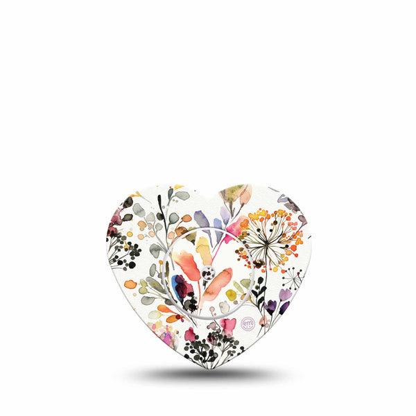 ExpressionMed Delicate Grasses Freestyle Libre 2 Heart Shape Tape, Abbott Lingo, Single Tape and Single Sticker Exquisite Colored Grasses Adhesive Patch CGM Design