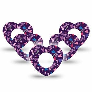 ExpressionMed Watercolor Love Freestyle Libre 2 and Libre 2 Plus Heart Shape Tape, Abbott Lingo,  5-Pack Tape Pastel Love Adhesive Patch CGM Design