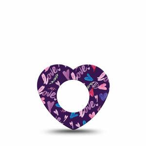 ExpressionMed Watercolor Love Freestyle Libre 2 and Libre 2 Plus Heart Shape Tape, Abbott Lingo,  Single Tape Dreamy Love Adhesive Patch CGM Design