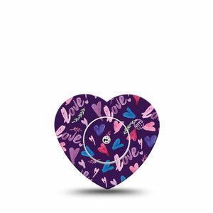 ExpressionMed Watercolor Love Freestyle Libre 2 and Libre 2 Plus Heart Shape Tape, Abbott Lingo,  Single Tape and Single Sticker Romantic Painting Adhesive Patch CGM Design
