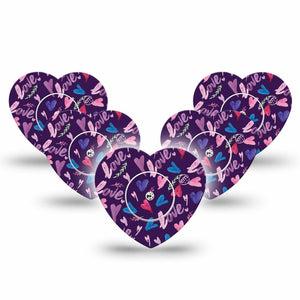 ExpressionMed Watercolor Love Freestyle Libre 2 and Libre 2 Plus Heart Shape Tape, Abbott Lingo,  5-Pack Tape and 5-Pack Sticker Gentle Romance Adhesive Patch CGM Design