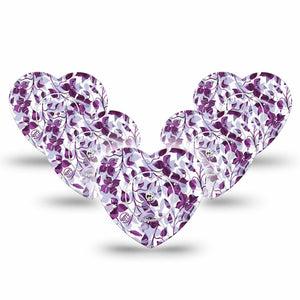 ExpressionMed Textured Petals Freestyle Libre 2 Heart Shape Tape, Abbott Lingo,  5-Pack Tape and 5-Pack Sticker Velvet Petals Adhesive Patch CGM Design