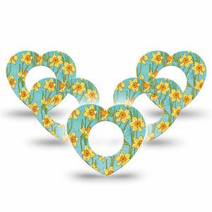 ExpressionMed Daffodils Freestyle Libre 2 Heart Shape 5-Pack  Overlay Patch CGM Design, Abbott Lingo