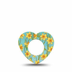 ExpressionMed Daffodils Freestyle Libre 2 Heart Shape Single  Overlay Patch CGM Design, Abbott Lingo