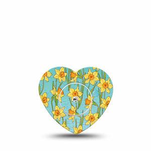 ExpressionMed Daffodils Freestyle Libre 2 Heart Shape Single  Overlay Patch CGM Design, Abbott Lingo with Center Sticker