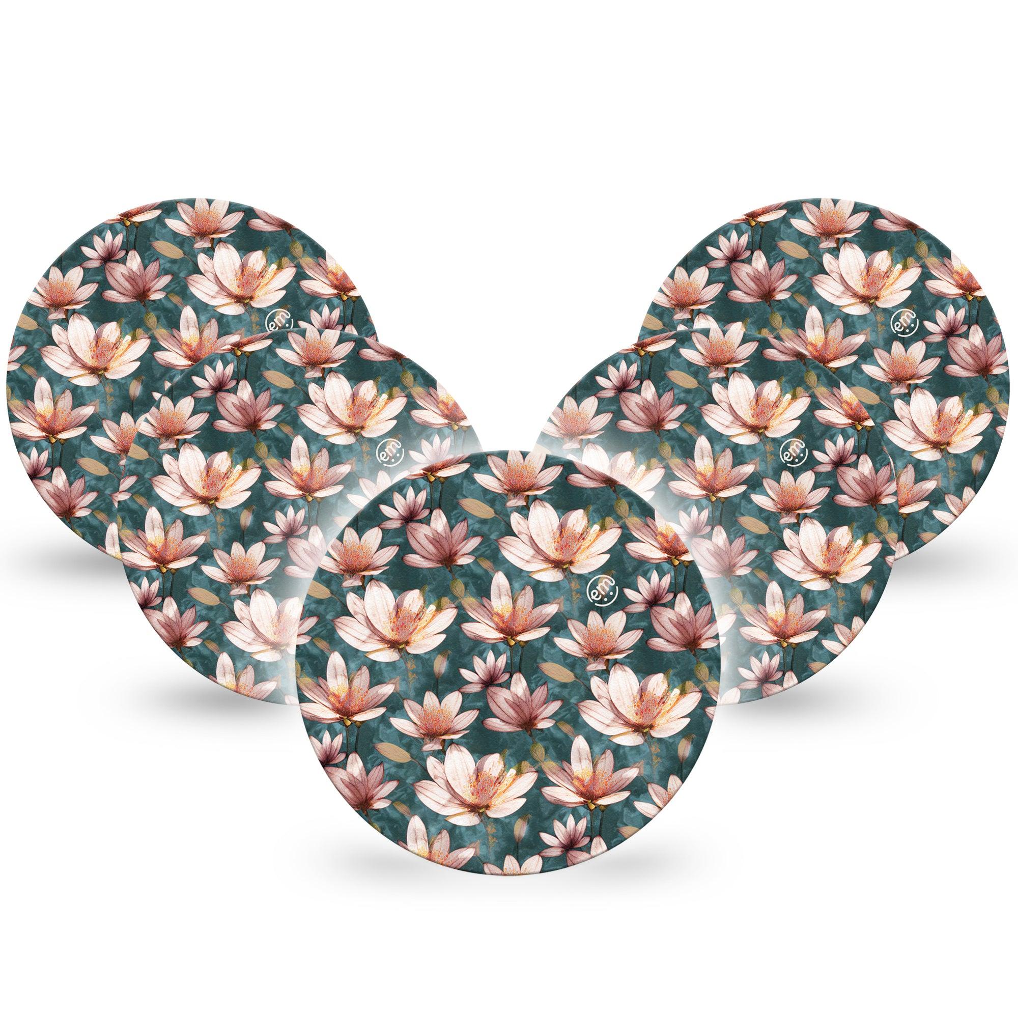 ExpressionMed Magnolia Libre 2 Overpatch, 5-Pack, Sweet-Smelling Florals Inspired, CGM Plaster Tape Design