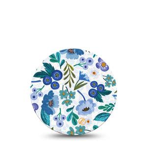 ExpressionMed Blue Anemone Libre 2 Overpatch, Single, Beautiful Florals Inspired, CGM Plaster Tape Design
