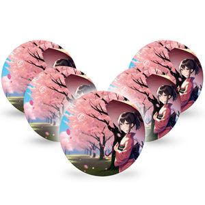 ExpressionMed Cherry Blossom Anime Libre 2 Overpatch, 5-Pack, Beautiful Pink Flowers Themed, CGM Overlay Tape Design, Abbott Lingo