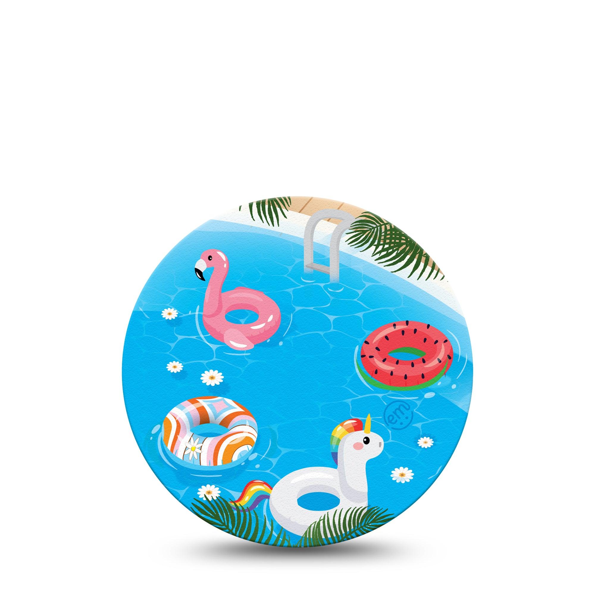 ExpressionMed Summer Pool Libre 2 Overpatch, Single, Relaxing Swim Inspired, CGM Adhesive Tape Design
