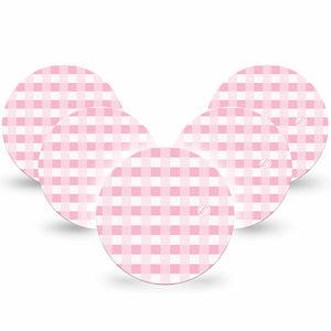 ExpressionMed Pink Gingham Dexcom G7 Overpatch, 5-Pack, Plaid Fabric Themed, CGM Overlay Tape Design, Dexcom Stelo