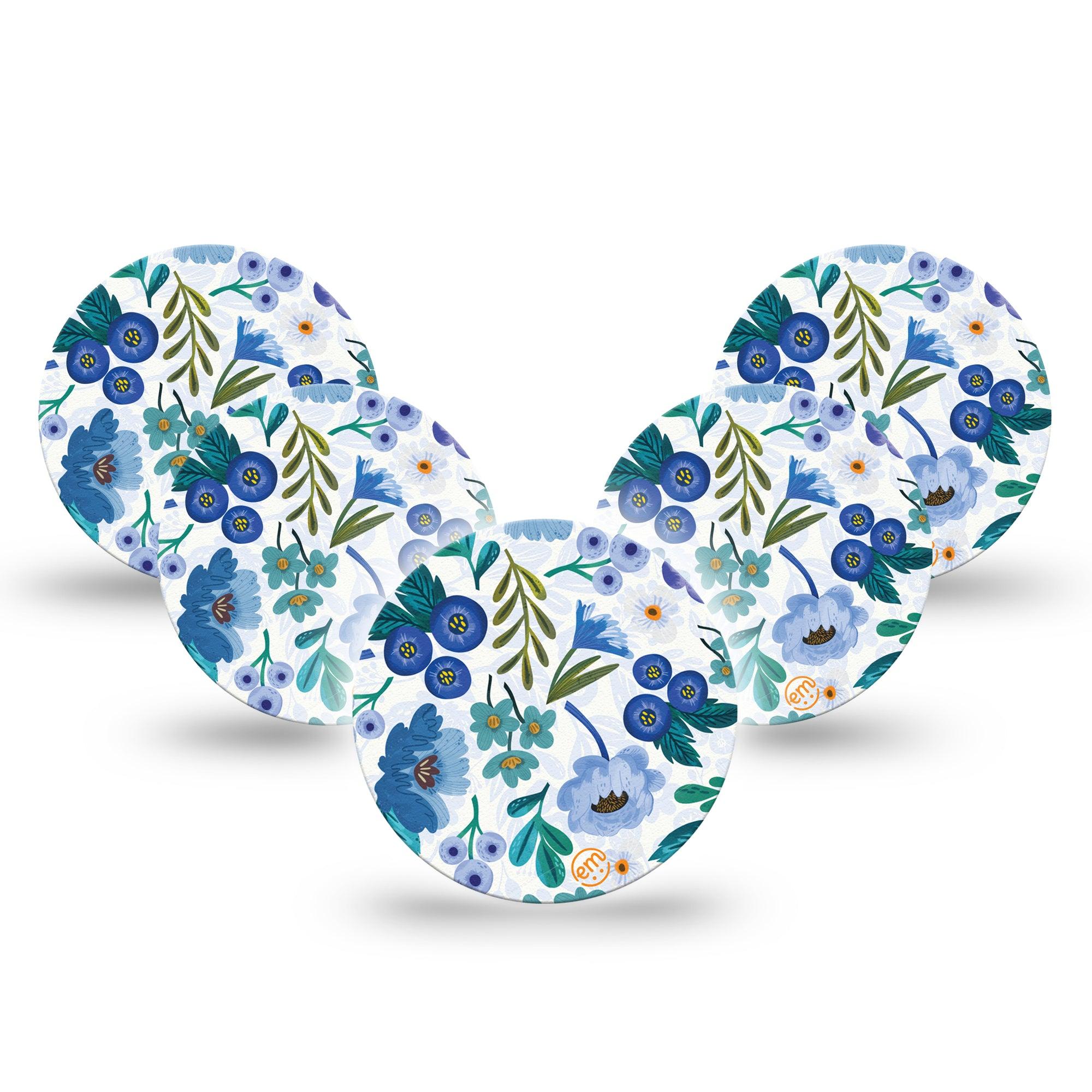 ExpressionMed Blue Anemone Libre 3 Overpatch, 5-Pack, Plucked Azure Florals Inspired, Overlay Tape Design