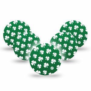 ExpressionMed Shamrock Libre 3 Overpatch, 5-Pack, White Clovers Themed, CGM Adhesive Tape Design