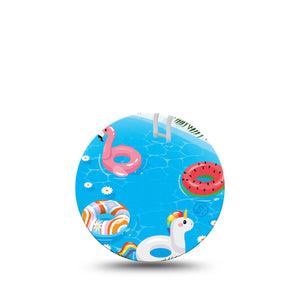 ExpressionMed Summer Pool Libre 3 Overpatch, Single, Poolside Party Themed, CGM Adhesive Tape Design