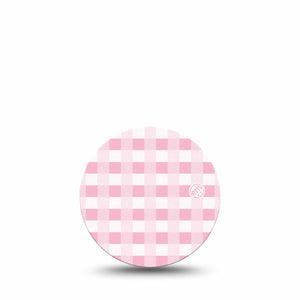 ExpressionMed Pink Gingham Libre 3 Overpatch, Single, Plaid Fabric Themed, CGM Adhesive Tape Design