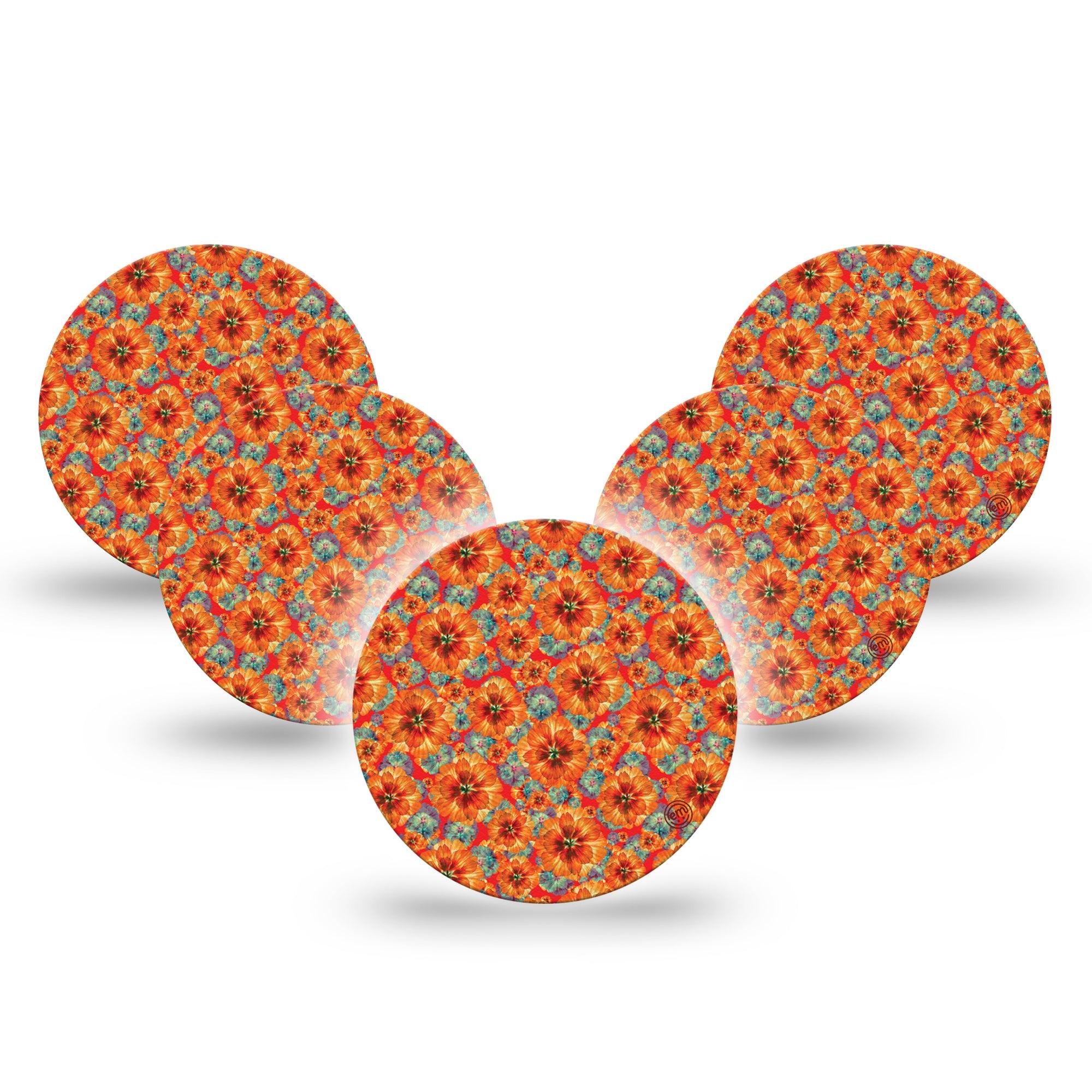 ExpressionMed Sunburst Blooms Libre 3 Overpatch, 5-Pack, Garden Florals Inspired, CGM Tape Design