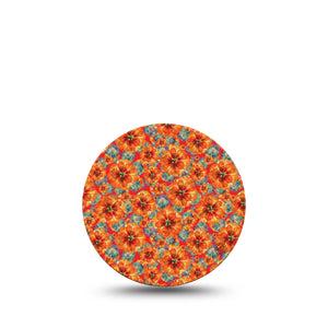 ExpressionMed Sunburst Blooms Libre 3 Overpatch, Single, Tangerine Florals Inspired, CGM Tape Design