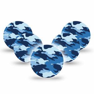 Blue Camo Libre 3 Overpatch Tape, 5-Pack, Camo in Shades of Blue CGM Plaster Patch Design