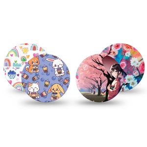 ExpressionMed Anime Style Variety Pack Libre 3 Overpatch, 4-Pack, Bright-Colored Animation Inspired, CGM Adhesive Tape Design