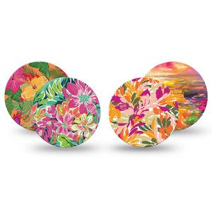 ExpressionMed Tangerine Tropics Variety Pack Freestyle Libre 3 and Libre 3 Plus Overpatch 4-Pack Tape Variety Beachy Pink Orange Sunset, Adhesive Patch CGM Design