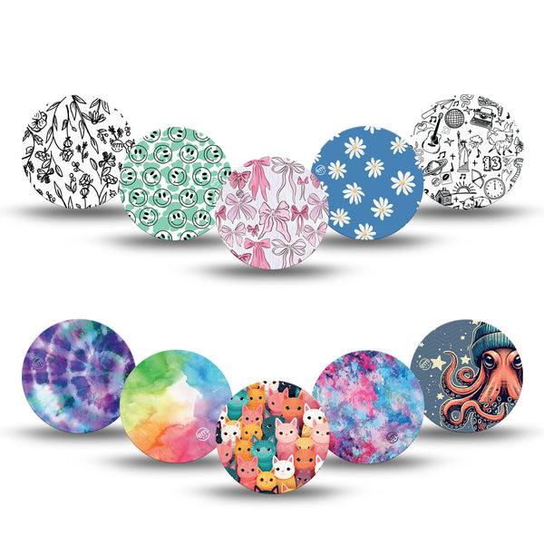 ExpressionMed Girls Holiday Gift Set Freestyle Libre 3 and Libre 3 Plus OverPatch, 10-Pack Tape, Cute Flowers & Happy Hues Adhesive Tape for CGM
