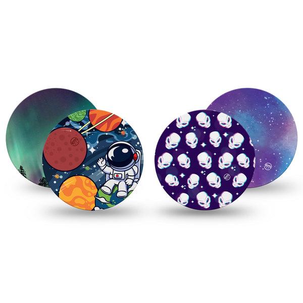 ExpressionMed Abduction Variety Pack Freestyle Libre Overpatch, Abbott Lingo, 4-Pack Tape Variety Space Life Galaxy Inspired,  Fixing Ring Patch CGM Design