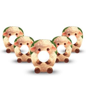 ExpressionMed Lucky Lamb Freestyle Libre, Libre 2 Plus, and Abbott Lingo Gumdrop, 5-Pack Plushy shamrock lamb Decorative Patch for Continuous Glucose Monitor