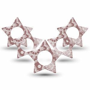 ExpressionMed Henna Freestyle Libre 2 and Libre 2 Plus Star Shape Tape, Abbott Lingo, 5-Pack Tape Henna Patterns Plaster CGM Design