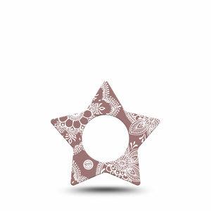 ExpressionMed Henna Freestyle Libre 2 and Libre 2 Plus Star Shape Tape, Abbott Lingo, Single Tape Henna Art Plaster CGM Design