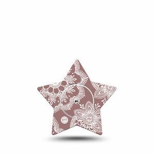 ExpressionMed Henna Freestyle Libre 2 and Libre 2 Plus Star Shape Tape, Abbott Lingo, Single Tape and Single Sticker Traditional Henna Plaster CGM Design