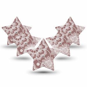 ExpressionMed Henna Freestyle Libre 2 and Libre 2 Plus Star Shape Tape, Abbott Lingo, 5-Pack Tape and 5-Pack Sticker Intricate Henna Plaster CGM Design