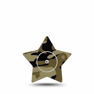 ExpressionMed Camo Freestyle Libre 2 and Libre 2 Plus Star Shape Tape, Abbott Lingo, Single Tape and Single Sticker Camouflage Shades Plaster CGM Design