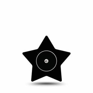 Black Libre Star Tape plain black cgm adhesive tape design, Abbott Lingo Single Tape with Sticker
