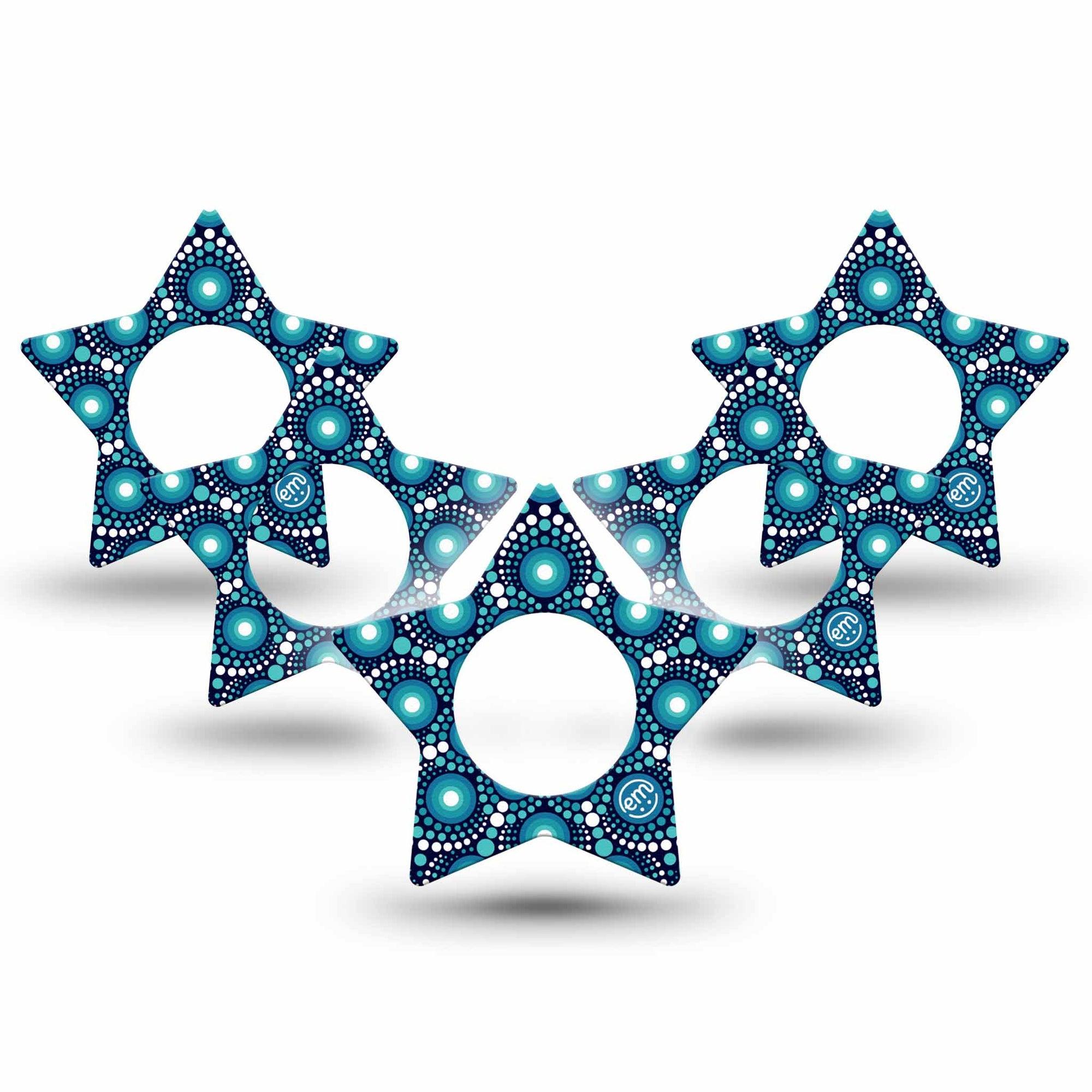 ExpressionMed Dot Art Freestyle Libre 2 Star Shape Tape, Abbott Lingo, 5-Pack Light Colored Artwork Adhesive Tape CGM Design