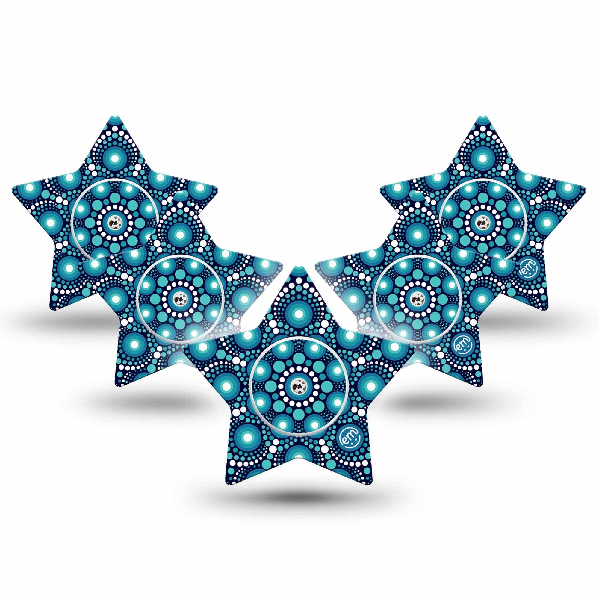 ExpressionMed Dot Art Freestyle Libre 2 Star Shape Tape, Abbott Lingo, 5-Pack Tape and 5-Pack Sticker Speckle Artwork Adhesive Tape CGM Design