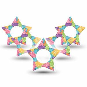 ExpressionMed Gummy Bears Freestyle Libre 2 Star Shape Tape, Abbott Lingo,  5-Pack Soft Confectionery Adhesive Tape CGM Design