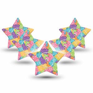ExpressionMed Gummy Bears Freestyle Libre 2 Star Shape Tape, Abbott Lingo,  5-Pack Tapes and Stickers, Soft Confectionery Adhesive Tape CGM Design