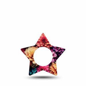 ExpressionMed Dahlia Bouquet Freestyle Libre 2 Star Shape Single Dahlia Flower Design Plaster CGM Design, Abbott Lingo