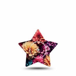 ExpressionMed Dahlia Bouquet Freestyle Libre 2 Star Shape Single Dahlia Flower Design Plaster CGM Design, Abbott Lingo with center sticker
