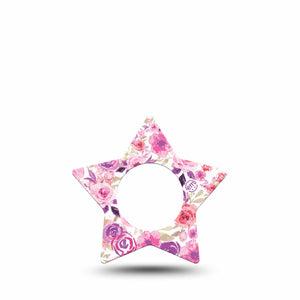 ExpressionMed Romantic Blooms Freestyle Libre 2 Star Shape Tape Single Tape Garden-inspired Plaster CGM Design, Abbott Lingo