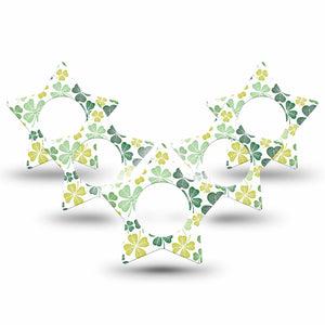 ExpressionMed Clover Pile Freestyle Libre 2 and Libre 2 Plus Star Shape Tape, Abbott Lingo,  5-Pack Tape Irish Shamrock Pattern, Adhesive Tape CGM Design