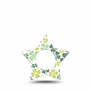 ExpressionMed Clover Pile Freestyle Libre 2 and Libre 2 Plus Star Shape Tape, Abbott Lingo,  Single Tape Irish Holiday, Adhesive Tape CGM Design