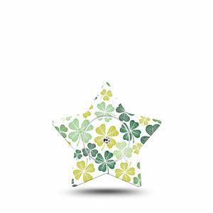 ExpressionMed Clover Pile Freestyle Libre 2 and Libre 2 Plus Star Shape Tape, Abbott Lingo,  Single Tape and Single Sticker Green Clover Leaves, Adhesive Tape CGM Design