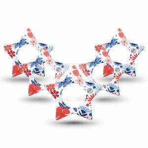 ExpressionMed July Flowers Freestyle Libre 2 Star Shape Tape, Abbott Lingo, 5-Pack july 4th flowers Plaster CGM Design