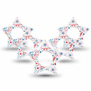 ExpressionMed Firework Doodles Freestyle Libre 2 Star Shape Tape 5-Pack Plaster CGM Design