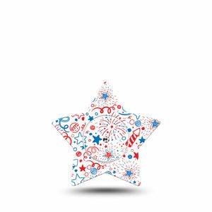 ExpressionMed Firework Doodles Freestyle Libre 2 Star Shape Tape, Abbott Lingo,  Single Tape and Single Sticker Scribbled Sky Spectacle Adhesive Tape CGM Design
