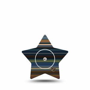ExpressionMed Dark Stripes Freestyle Libre 2 Star Shape Tape, Abbott Linggo, Single Tape and Single Sticker Y2K Striped Plaster CGM Design