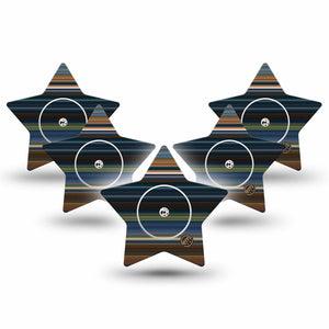ExpressionMed Dark Stripes Freestyle Libre 2 Star Shape Tape, Abbott Lingo,  5-Pack Tape and 5-Pack Sticker Y2k Striped Adhesive Tape CGM Design